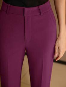 MOTF Classy WOMEN'S OFFICE WEAR PRESS CREASE SUIT PANTS - Purple - View 2