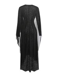 SHEIN Franclia Women's Round Neck Shiny Mesh Shawl Design Elegant Luxurious Maxi Party Dress - Multicolor - View 2