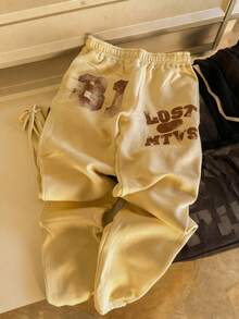 Rovax Women's Letter Print Elastic Waist Loose Fit Casual Sweatpants - Multicolor - View 3