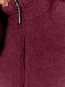MUSERA Knit Funnel Neck Marl Zip Through Cardigan Only Winter Loungewear Cosy Work Cute Elegant Casual Chic Valentines Elegant Spring - Burgundy - View 9