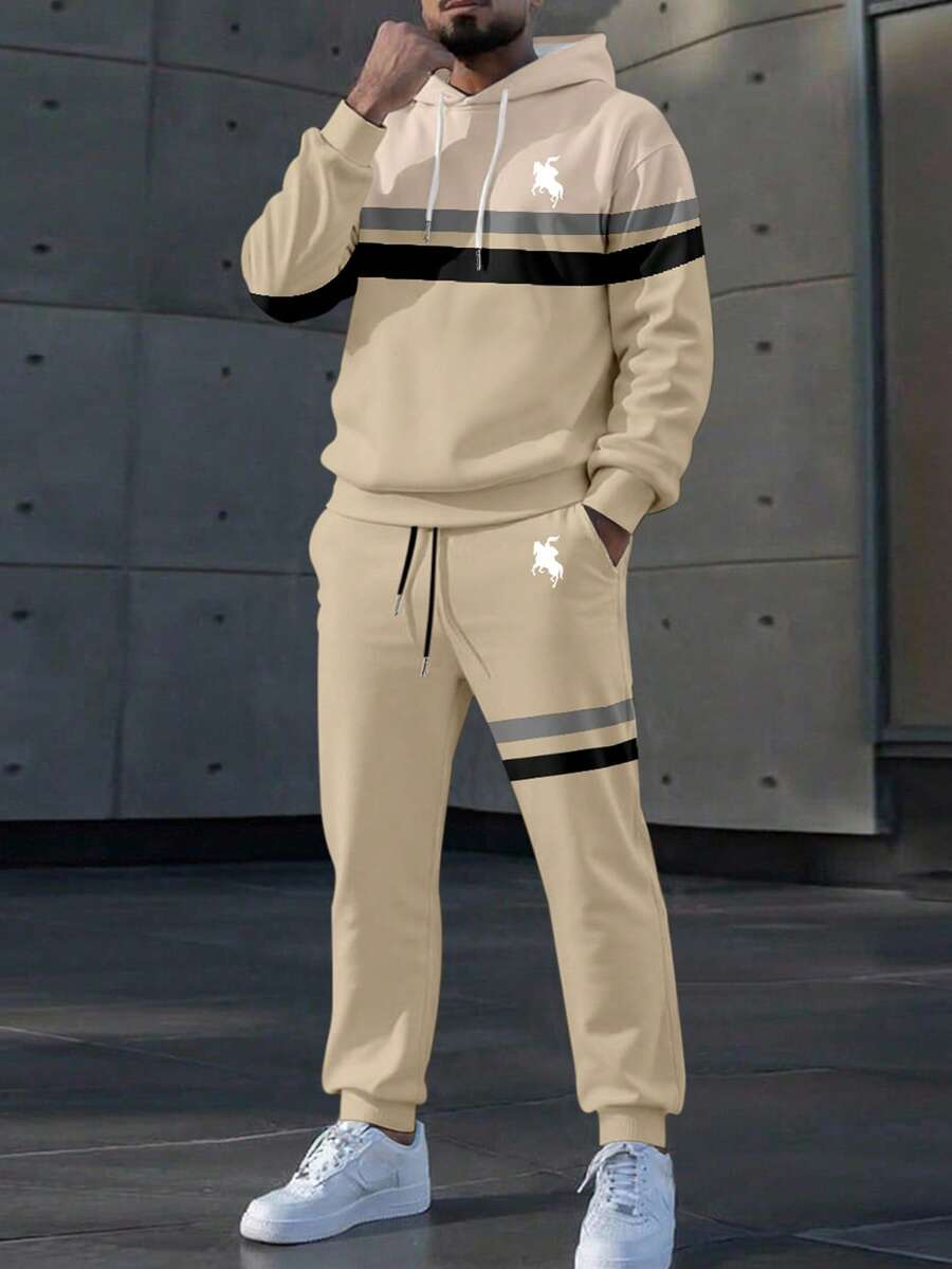 Manfinity Homme 2pcs Men's Hooded Sweatshirt And Loose Casual Pants Set - Multicolor - View 1