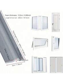 10m/8m/6m/4m/2m Self-Adhesive Weather Stripping Seal Strip - Plastic Door And Window Sealant For Wind, Dust, Heat, And Noise Insulation - Easy Installation(Grey) - Grey - View 9