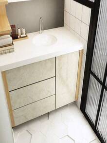 1 Stück Marmor Vinyl wasserfeste Tapete für Badezimmer, Tisch, Küchentür, Schrank, Arbeitsplatte, selbstklebender Aufkleber für Möbeldekoration, PVC - Weiss - Übersicht 9