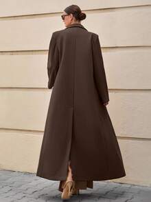 EURMUSE Women's H-Line Long Lapel Woolen Overcoat, Winter - Brown - View 2