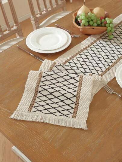 1 pieza Camino de mesa de Ramadán con aspecto de lino, cubierta decorativa de tela para mesa de comedor, bufanda para aparador, decoración del hogar para festividad islámica