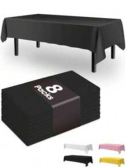 8pcs - Disposable Party Tablecloth, Waterproof PE Plastic Sheet Birthday Dessert Table Solid Color Tablecloth, Suitable For Outdoor Weddings, Bachelorette Parties, Christmas Parties, Birthday Banquets, Camping, Thanksgiving, Mother's Day