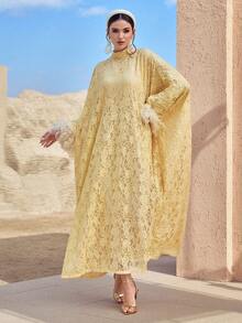 Al Najma Women's Turkish Maxi Dress & Arabic Traditional Abaya Kaftan Jalabiya Dress Gold Clothes Love And Lemonade Dresses - Yellow - View 5