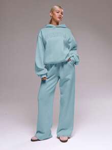 MUSERA Oversized Applique Hoodie Tracksuit Top Only  Cute Casual Cosy Cherry Lacquer Holiday Summer Social Holiday Vacation - Baby Blue - View 6