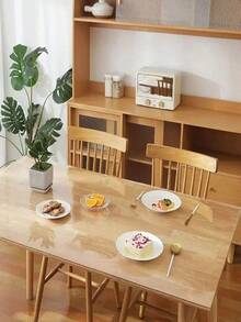 1 Piece Of Transparent Soft Glass Desk Mat For Primary And Secondary School Students, PVC Waterproof, Oil Resistant, Easy To Clean Desk Tablecloth, School Classroom Desk Mat, Dining Table Coffee Table Mat, Transparent Tablecloth Waterproof, Oil Resistant, Non Washable Plastic Crystal Board Desktop Protection Mat - Clear - View 5