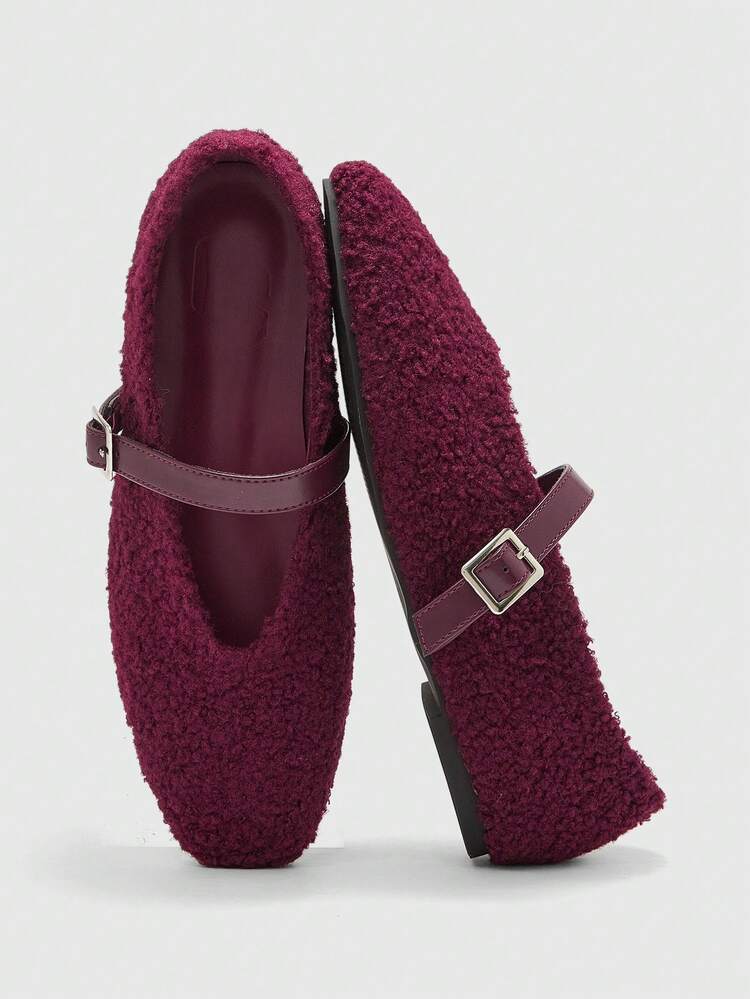 CUCCOO BIZCHIC Women Casual Versatile Minimalist Commuting Solid Color Buckle Flats For Christmas