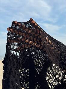 Swim SXY Vestido de manga larga con diseño calado y sexy para mujer - Negro - Ver 8