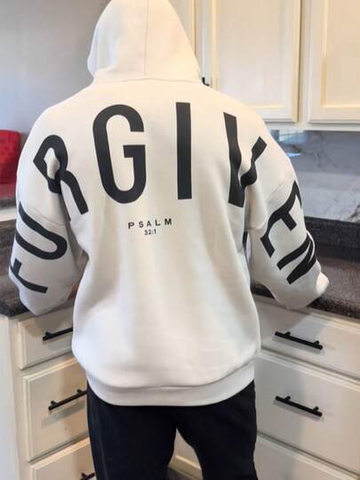 Manfinity Dauomo Men's Letter Graphic Casual Oversized Graphic Baggy Hoodie Pullover Sweatshirt, Sportswear, Gift For Boyfriend, Long Sleeve Top