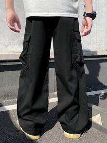 Pantalon droit ample en tissu imprimé, confortable et décontracté pour les garçons préadolescents. Convient pour l'école, le jardin, la plage, les anniversaires, le printemps, l'été, l'automne et l'hiver - Multicolore - Voir 3