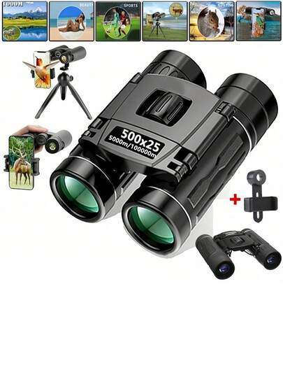 500X25 Portable Hd Zoom 5000M/100000M Binoculars Telescope Powerful Folding Long-Distance Vision Hunting Outdoor Camping Sports