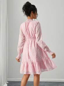 Momance Elegant Solid Color Textured Maternity Dress For Commuting - Pink - View 2