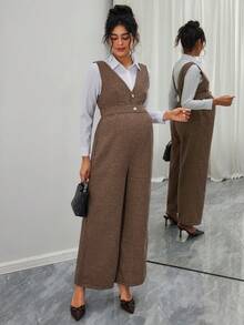 Momance Maternity Vintage Plaid Jumpsuit, Autumn/Winter