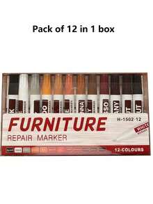 12 Piece Furniture Low Odor Repair Marker Pen Wood Cabinet Floor Touch Up Paint And Filler Stick Scratch Repair Set Touch Up Pen Composite Material Repair, Always Available At Home - one-size - View 10