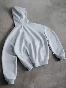 PAVTROS 男士街头风重工刺绣设计金属拉链经典灰白连帽卫衣 - 淺灰色 - 查看 2