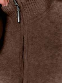 MUSERA Knit Funnel Neck Marl Zip Through Cardigan Only Winter Loungewear Cosy  Work Cute Elegant Casual  Chic Vacation Spring - Chocolate Brown - View 9