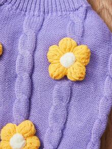 PETSIN 1件紫色黄色花朵秋冬宠物毛衣秋冬加厚宠物保暖家居宠物衣服 - 紫色 - 查看 8