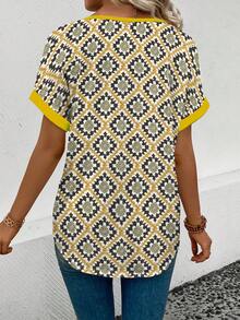 EMERY ROSE 新款时尚女式针织纹理印花短袖T恤 - 彩色 - 查看 2