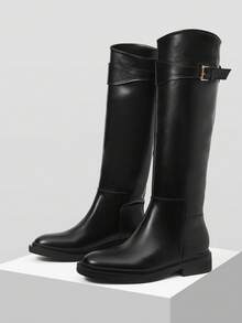 Mnmlis Women's Fashionable Versatile Commuting Minimalist Knee-High Boots For Christmas