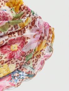 ROMWE J-Fashion 女士芙蓉花豹纹性感吊带背心，度假风 - 彩色 - 查看 4