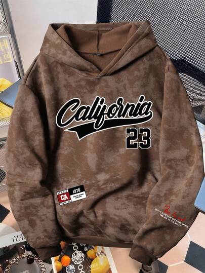 Manfinity Joysei 男士休闲宽松长袖连帽卫衣，饰有仿雪花图案