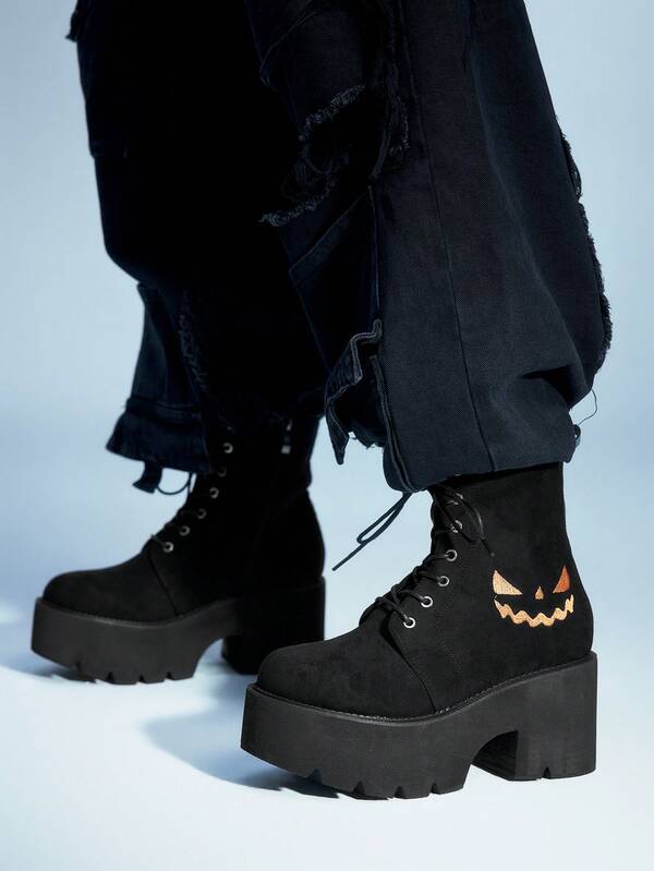 Sugerpunk Women's Fashion Embroidered Thick Sole Wedge Ankle Boots For Christmas