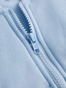 SHEIN Girlism TEENGIRL Blue Hooded Two Pieces Set, Zip-Up Jacket And Relaxed Fit Pants, Collegiate Style Outfit, Back To School, Street Wear Blue Outfit Blue Outfit Set Teen Baby Blue Outfit Girls Blue And White Set Teen With Sweater Pastel Blue Teen Outfits - Blue - View 6