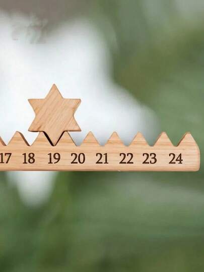Madebyblanc 1 件装圣诞倒计时日历 - 带星星的木质倒计时日历，节日礼物，送给家人和朋友，农舍风格家居装饰，冬季房间装饰
