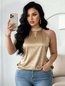 Elenzga Áo yếm đi làm thường ngày thanh lịch, cá tính, thời trang cỡ lớn cho nữ, thích hợp cho mùa hè, mùa tựu trường, tốt nghiệp, ngày lễ, ngày lễ tình nhân, lễ hội âm nhạc, ngày của mẹ, halloween, lễ tạ ơn, lễ phục sinh, ngày quốc khánh, vũ hội, hẹn hò, tiệc tùng, hoạt động ngoài trời - Vàng - Xem 3