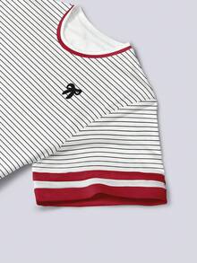Resyla Women's Horse Print Graphic Loose Casual Contrast Block Color Strip Round Neck T-Shirt Valentine's Day Top - Multicolor - View 3