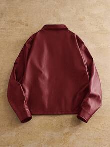 HIMLAND 男士休闲编织PU皮领夹克，适合日常穿着