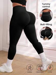 Velisys Plus Size Women Sports Fitness Yoga Leggings, Black - Black - View 7