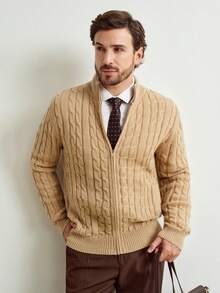 Manfinity CityGents Men's Casual Zip-Up Knitted Cardigan, Autumn/Winter