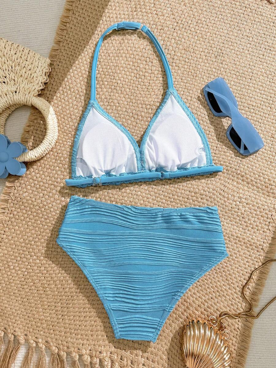 SHEIN Bộ đồ bơi cho bé gái tuổi teen, màu xanh dương, họa tiết sóng biển, chất liệu vải dệt kim co giãn thoải mái, trang trí hình sao biển, thích hợp cho bãi biển, hồ bơi, bờ biển, kỳ nghỉ, mùa hè, du lịch. Bộ bikini che phủ toàn thân, cạp cao, kín đáo. Đồ bơi cho bé gái tuổi teen, bộ đồ bơi màu xanh dương, bikini cạp cao màu xanh dương, đồ đi biển, bộ đồ bơi hai mảnh cạp cao cho bé gái, bikini màu xanh dương cho bé gái.