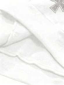 Noixe Women's Minimalist Printed Fluffy Hooded Long Sleeve Drop Shoulder Sweatshirt