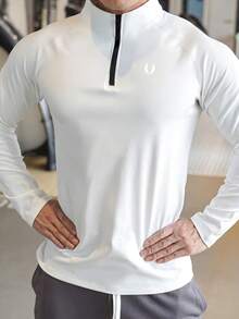 Manfinity Sport Corelite Áo nỉ thể thao nam tối giản, áo khoác thể thao mặc hàng ngày, áo thun nén cho nam - trắng - Xem 4