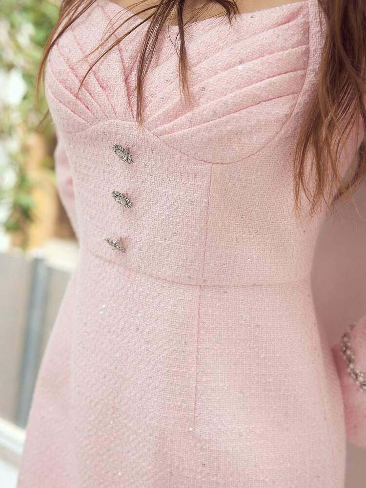 WOMEN'S TWEED SHORT DRESS FOR DATE NIGHT OR COCKTAIL PARTY