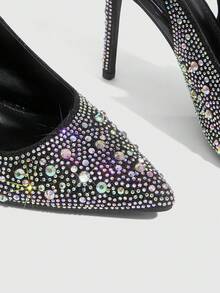 CUCCOO SZL Giày cao gót mũi nhọn thanh lịch, ngọt ngào, lãng mạn dành cho nữ, giày dự tiệc trang trọng, thích hợp cho tiệc trà chiều, hẹn hò, tiệc thời trang, trang phục công sở, trang phục duyên dáng, kiểu dáng cơ bản đa năng, Halloween. - màu đen - Xem 6