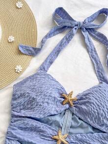 Soleia 女式蓝色海星装饰度假风格迷你连衣裙 - 淡紫色 - 查看 5