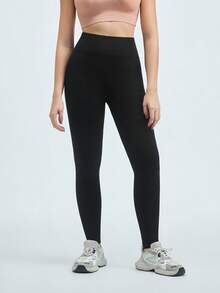 Loungeista 女士无缝高腰收腹轻压缩紧身裤情人节衣服无脚紧身裤春夏塑身裤圣诞节 - 黑色 - 查看 3