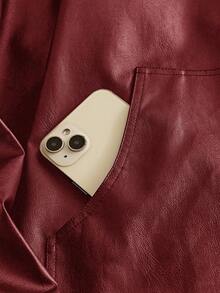 HIMLAND 男士休闲编织PU皮领夹克，适合日常穿着