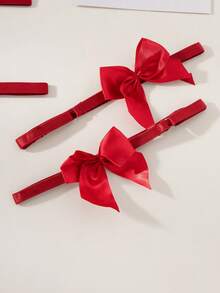 SHEIN 三件套蝴蝶結性感內衣套裝 - 紅色 - 查看 4