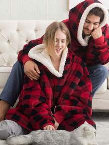 A Large-Size Hooded Sweater, A Woolen Hooded Shirt For Both Men And Women, Made Of Comfortable Flannel Material, With Pajama-Like Functionality, Is A Must-Have For Warmth In Autumn And Winter, Perfect For Home Wear - Multicolor - View 3