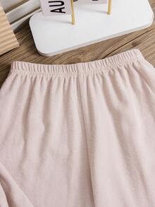 SHEIN Mädchen Pyjamas - 2 Stücke Pyjama-Set mit rosa Spitzenbesatz, Langarm-Rundhals-Oberteil mit elastischem Bund, lange Hose mit Rüschenabschluss und Schleifendetail, Schlafanzug für Kleinkinder und Kleine Mädchen, ganzjährig, Urlaub 2026, niedlich, Prinzessin, Vintage, Alltagskleidung, Geschenk - Altrosa - Übersicht 7