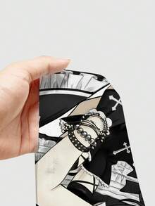 ROMWE Anime 暗黑朋克病娇Y2K十字娃娃暗黑复古星链蝴蝶结白色吊带背心女款 - 黑色 - 查看 5