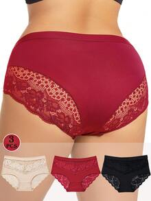 SHEIN 3件套加大码情人节内衣套装 - 彩色 - 查看 1