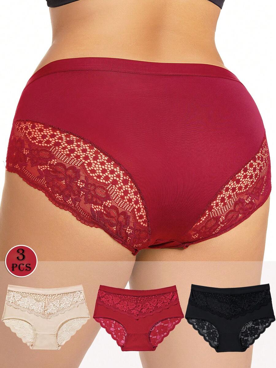 SHEIN 3件套加大码情人节内衣套装 - 彩色 - 查看 1